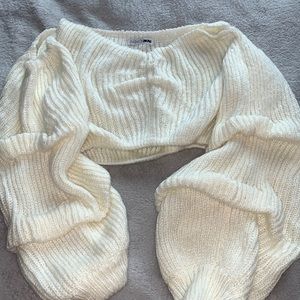 Fashionnova Off The Shoulder Creme Sweater